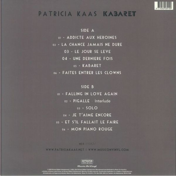 Виниловая пластинка Patricia Kaas - Kabaret GRS066 фото